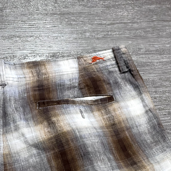 Tommy Bahama Shorts Mens 35 Beige Plaid Linen Silk Blend Preppy Golf Golfer - Picture 8 of 11